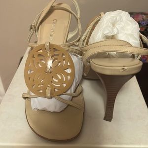 Calvin Klein tan strappy sexy sandal - size 7.5